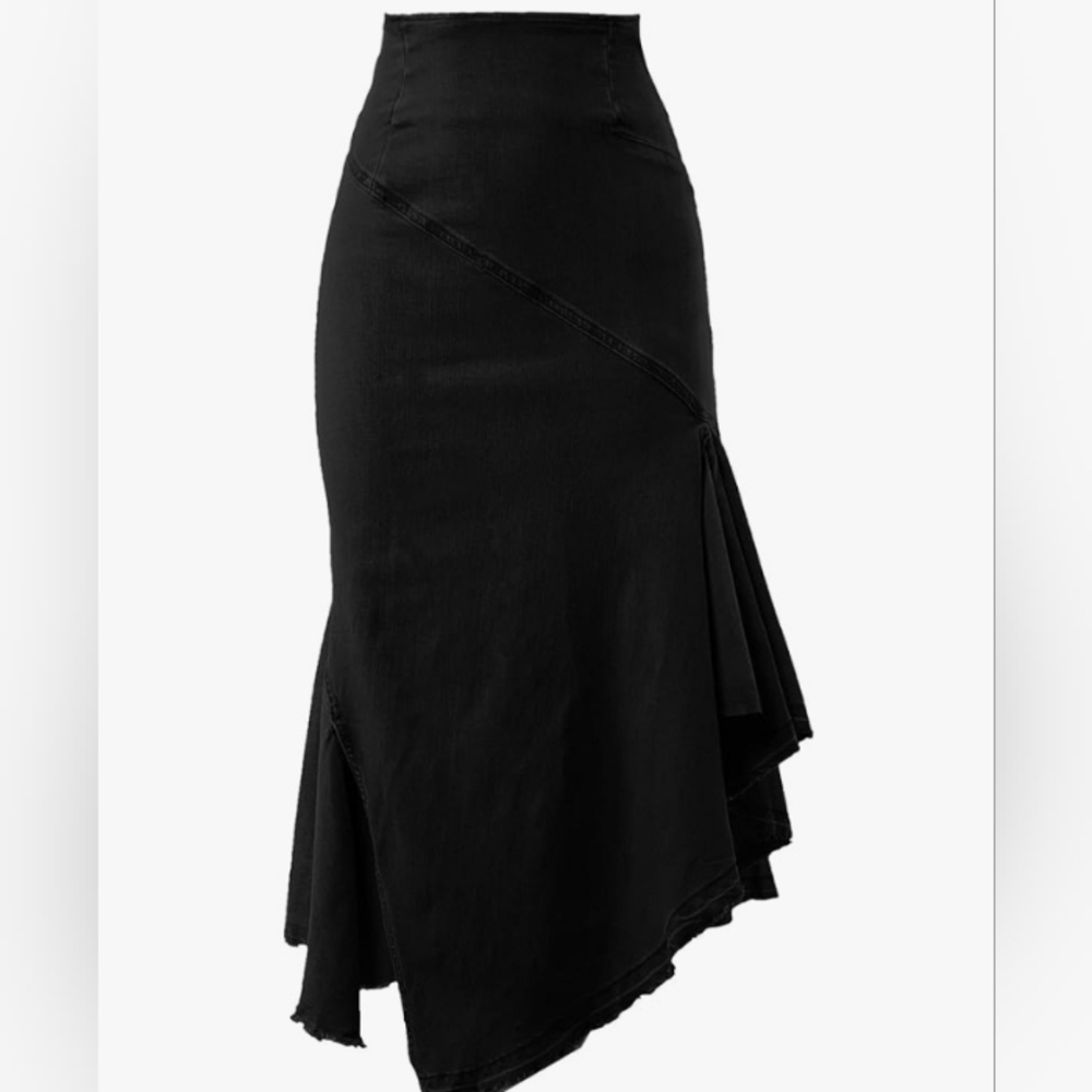 Chic Black Asymmetrical Maxi Skirt